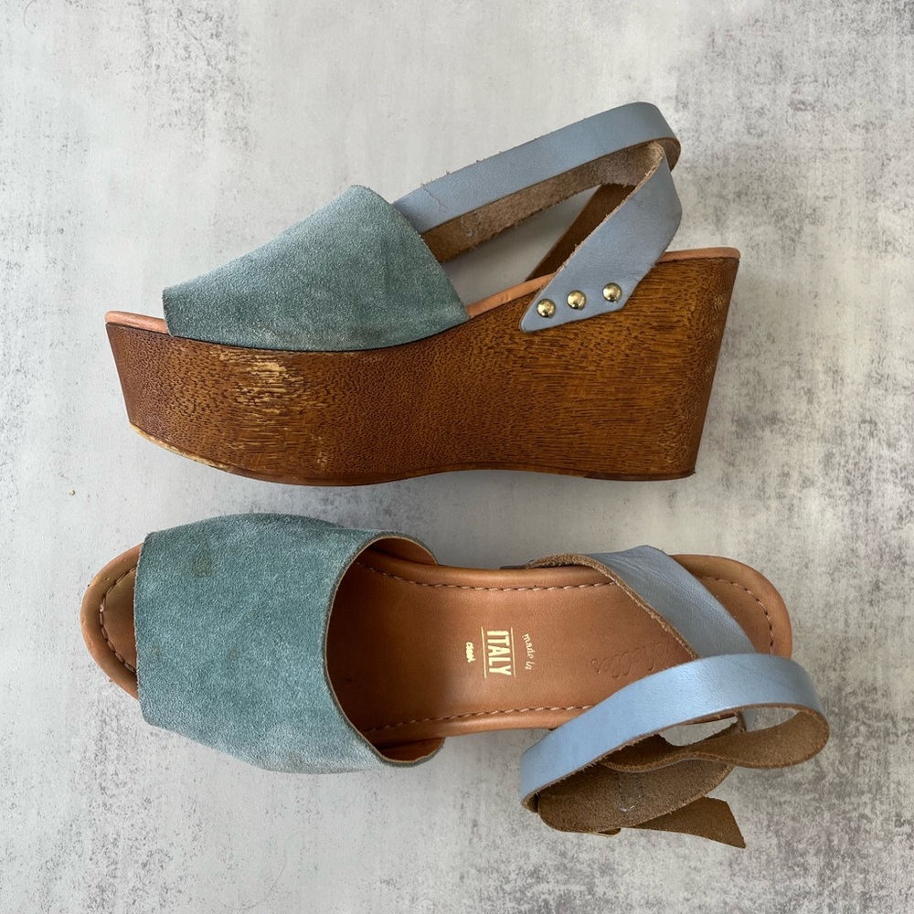 Seychelles blue suede platform wedges